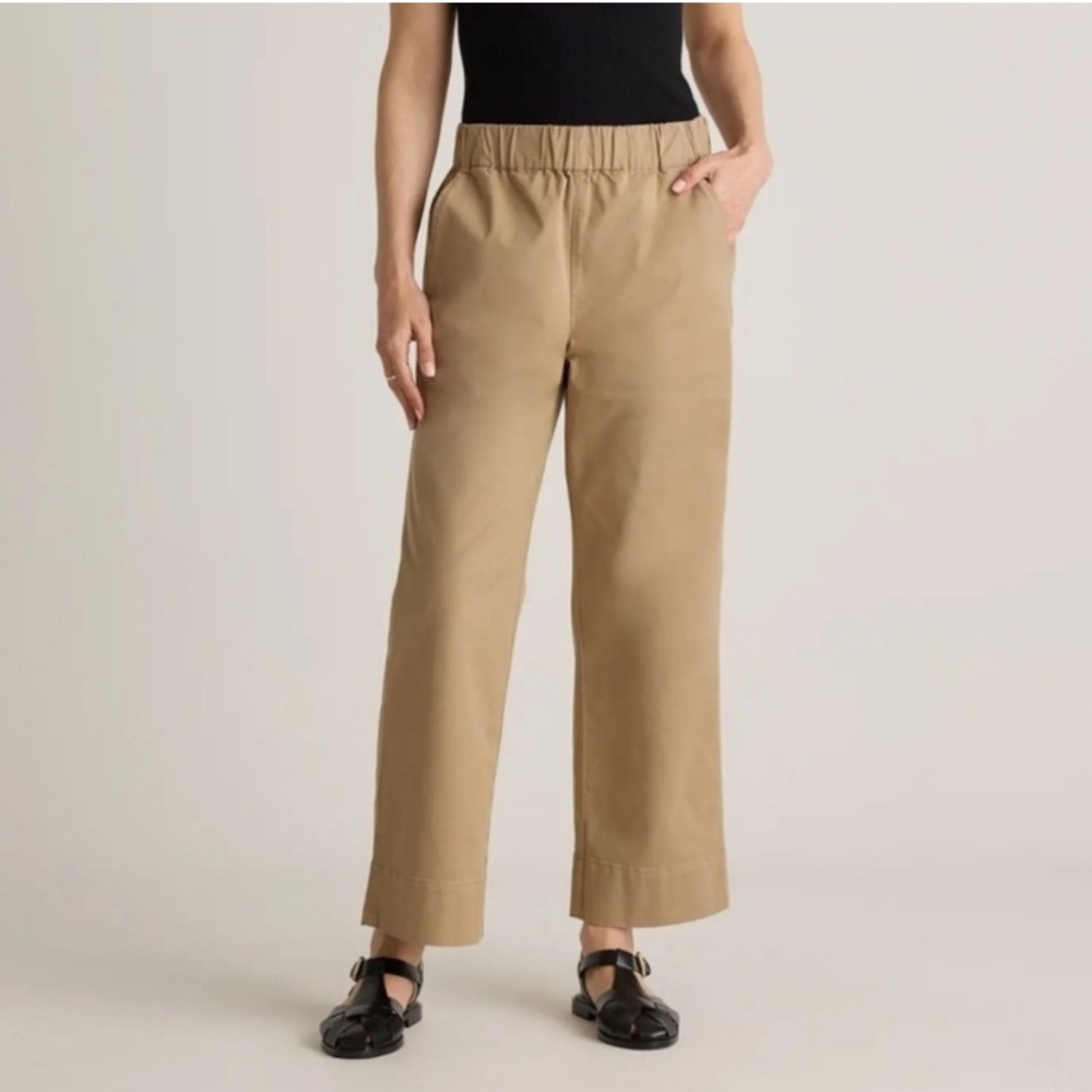 Quince Wide-Leg Cotton Blend Pants in Khaki